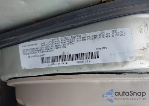 2005 Subaru Outback 2.5I из США, поврежденный, VIN 4S4BP61C857383891